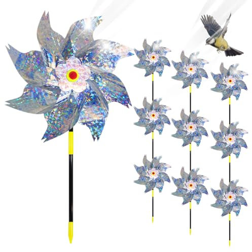 Molino de Viento Reflectante, 10 Piezas Molinillos de Viento para Pajaros, Repelentes de Molino de Viento, Repelente de Aves, Molinillo de Viento Jardin para Proteger Jardines Huertos Patios (D)