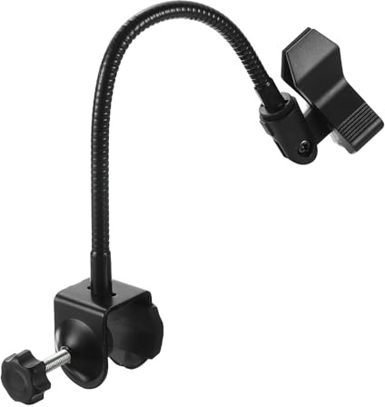 PATIKIL Gooseneck Desk Mic Stand, 12 Flexible Microphone Arm Stand with Upgraded Mic Clip 28-50mm Range for Live Streaming Podcasting Radio Lectures Singing, Black (Style 8)