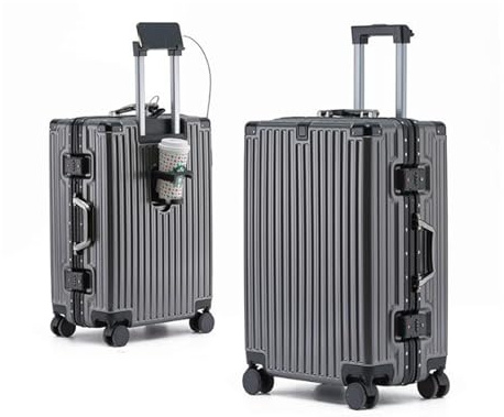 Yobohui Grandes valises à roulettes, Bagages à Main, Coque Rigide avec Chargeur USB, Porte-gobelet, Serrure à Mot de Passe TSA(B,20in)