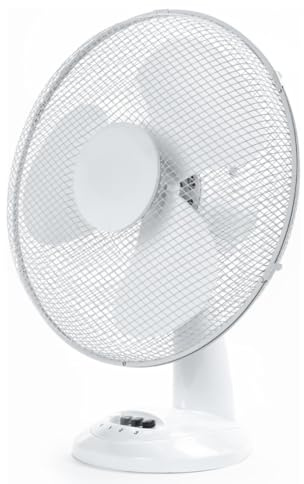 Sbz 16 Oscillating Desk Fan – Portable Table Fan with 3 Speed Settings & Adjustable Tilt – Powerful & Quiet Cooling Fan for Home, Bedroom & Office – Free-Standing White Design