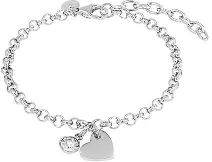 Tom Tailor Armband mit Anhänger für Damen, Edelstahl, mit Kristallglas, 16+4 cm, silber, Herz, Geschenkidee, Armschmuck, Damenschmuck, 2100645