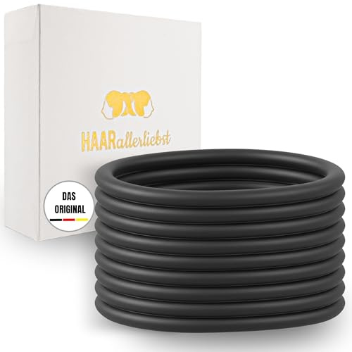 HAARallerliebst Extra Large Unisex Silicone Hair Bobbles 9 Pieces + Box - Premium Men's Hair Scrunchies, Ultra Strong Hold - Scrunchy Volume - Hair Ties & Braid Holder for Sports (Black)