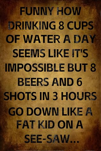 Funny Aluminum Metal Sign – ‘Drinking Water vs. Beer’ – 8x12 Inch Wall Art, Unique Gift for Home or Office (2546)