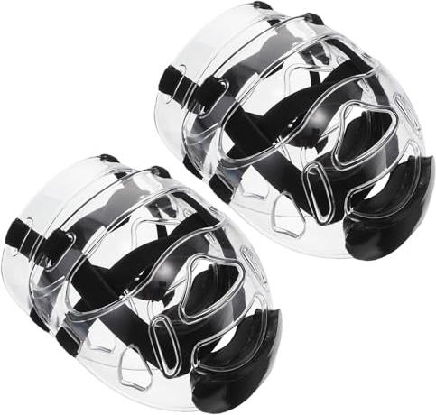 Toyvian Lot de 2 Casques Multifonctions de Protection Faciale Amovible pour Taekwondo et Karaté, Taille Small, Légers et Transparents, Équipement D’entraînement Combat et Lutte