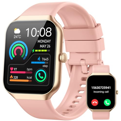 Jugeman Smartwatch Damen, Herzfrequenz Schlafmonitor SpO2 Schrittzähler Uhr | 1.96HD Uhr Damen mit Bluetooth Anrufe, 113+Sportmodi Sportuhr, IP68 Wasserdicht iOS Android, Multifunctional Fitnessuhr Rosa