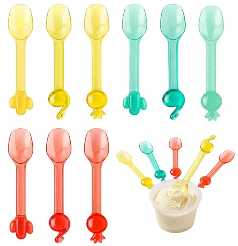 Ice Cream Spoons, 45 pcs ice Cream Spoons Disposable Flamingo Cactus Pineapple Designs, Reusable Dessert Utensils for Parties Gatherings Catering Events, Ice Cream Spoon for Frozen Treats Serving