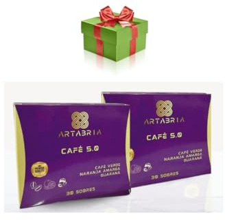 Artabria Café Funcional Café 5.0 | Fórmula mejorada | Café Verde 100mg | Naranja Amarga y Guaraná | Pack de 2, incluye bonito regalo de cortesía