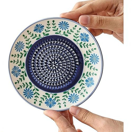 Placa Ralladora de Cerámica, Tazón Rallador de Ajo de Cerámica, Grater de Pan con Tomate Español, Grater de Tomate Español, Triturador de Frutas y Queso, Rallador de Jengibre para Cocina, Fácil de