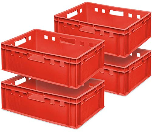 BRB 4x Fleischkasten E2, LxBxH 600x400x200 mm, PE-HD, lebensmittelecht (rot)