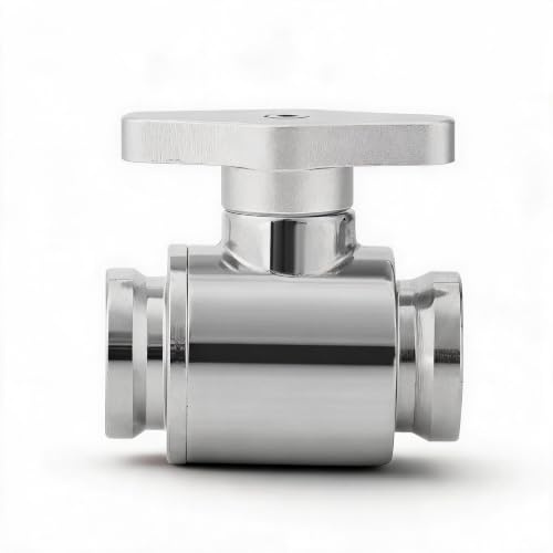 fasient G1/4 Wasserventil,Messing PC Wasserkühlung G1/4 Innengewinde Wasserkühlung Kugelhahn,2 Wege Kugelhahn,Wasser Kugelhahn Absperrventil mit Handgriff für Computer Wasserkühlung,Silber