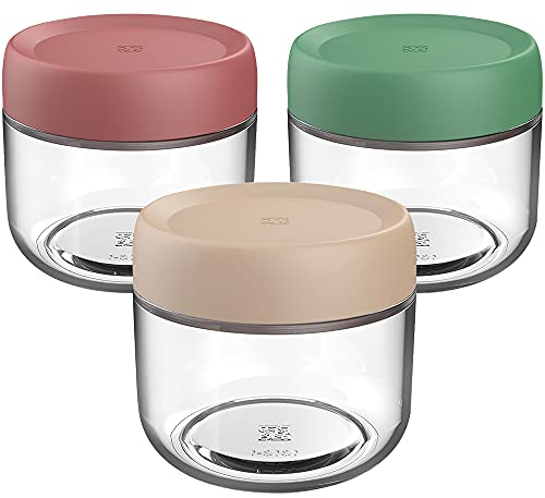 ZoneYan 280ml Vorratsgläser Rund, Glasdose Set mit Deckel, Vorratsdosen Luftdicht, aufbewahrungs glasbehälter klein rund, Gewürzgläser Glas Gewirzdosen (3 * 280ml)