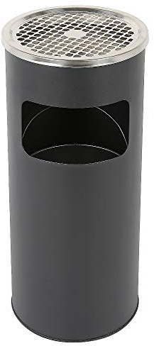 XUANYU 1er/2er-Set 30 liter Mülleimer mit Aschenbecher Standaschenbecher für Draußen Herausnehmbarem Abfalleimer aus Edelstahl Ø25×60 cm (1er-Set Schwarz)
