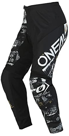 O'NEAL | Motocross-Hose | MTB Enduro MX | Bequeme lockere Passform für maximale Bewegungsfreiheit, Bündchenlose Hosenbeine | Element Pants Attack V.23 | Erwachsene | Schwarz Weiß | Größe 36/52