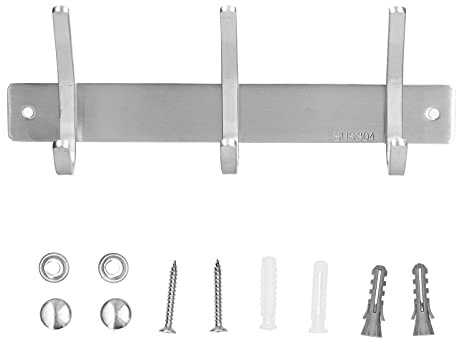 Coat Rack Wall Mount, Stainless Steel Coat Hanger Rail Wall Hooks 3 Hook Heavy Duty Metal Hanging Bathroom Hotels Coats Hats Clothing Clothes Towel Purse Robes Mudroom Bathroom Entryway Purse Robes