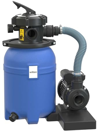 Wiltec Filtro a Sabbia per Piscina, 180 W, Serbatoio filtrante 14 l, Pompa Piscina autoadescante 9.000 l/h