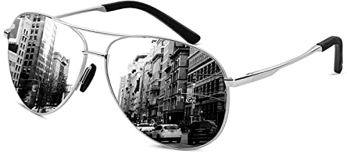 HENGOSEN Pilotenbrille Herren Damen Piloten-Polarisiert Sonnenbrille Metallrahmen Unisex Fahren mit UV400 Schutz