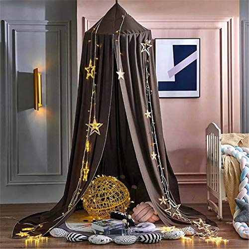 DOTBUY-SHOP Baby Betthimmel Baldachin Rund Moskitonetz, Rund Kinderzimmer Einfarbig Hängende Bettvorhang Deko für Prinzessin Spielzelte Babybett Schlafzimmer (Braun)