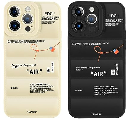 2 Stück Puffer Handyhülle für iPhone 14 Pro Max Hülle 6,7,Hot Off Sports Shoes White or Black Label Case Weiche Silikon Stoßfeste Stoßstange Handyhülle für Jungen Mädchen Frauen Cooles Design