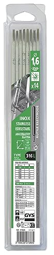 GYS, Métal d'Apport MMA, 14 Baguettes/Électrodes de Soudage Enrobées Rutilo-Basique E316L Ø 1,6 mm x 250 mm, Blister, Pour Soudage Inox Toutes Positions sauf Descendante