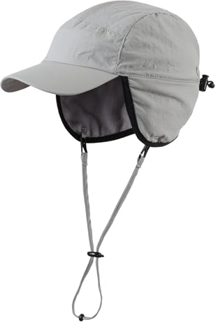 Home Prefer Waterproof Men's Winter Hats Warm Fleece Lined Earflaps Baseball Cap (Light Grey)