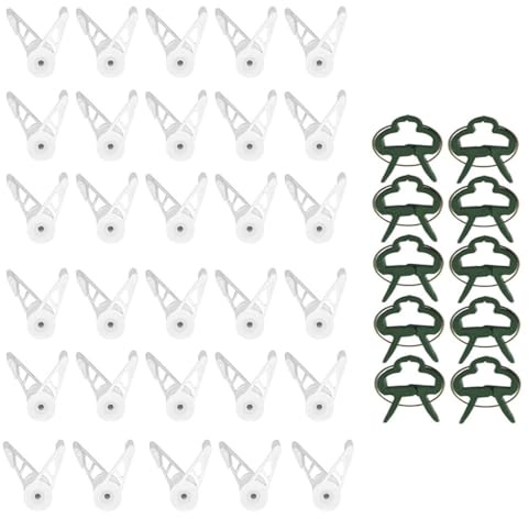 Rigute 30 Stück Pflanzenzweigbieger+10 Stück Pflanzenclips 360 Grad Verstellbarer Pflanzenbieger Clips Pflanze Stem Trainer Clips für Pflanzen Niedrige Belastung Training Kontrolle von Pflanzen