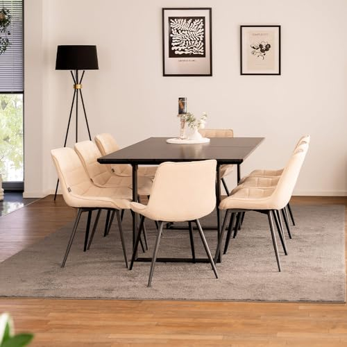 Home Deluxe Esstisch Eckig Ausziehbar AVENCIA inkl. U-Fuß - 160 x 100 cm Dark Oak - mit schwarzem Metallgestell | Küchentisch, Esszimmer, Esszimmertisch