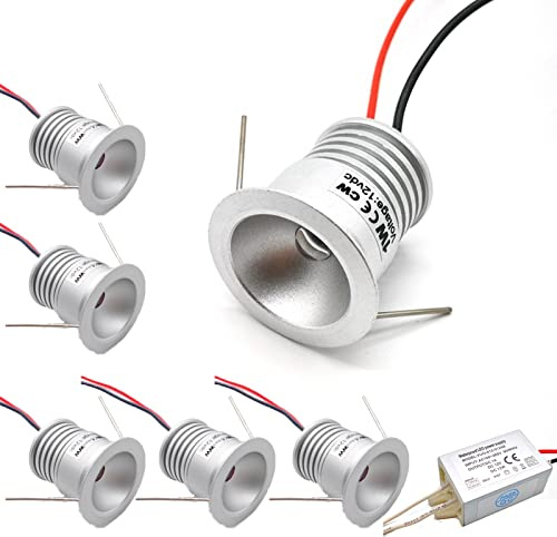 LGJEGD 12V 1W IP65 Mini-LED-Mikro-LED-Leuchtmittel, Strahler, 25-mm-Spot-Glühbirnen-Beleuchtungsset, Deckenbeleuchtung for den Außenbereich, 6er-Pack (Color : Neutral white, Size : 120 degrees)