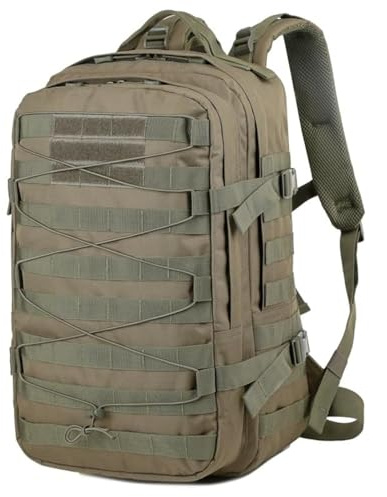 ORILOOSEN Taktischer Rucksack mit 35 l Fassungsvermögen, Militär-Rucksack, Segeltuch-Rucksack, Kletter-/Camping-/Wanderrucksack, Grün (Army Green), Large, Taktischer Rucksack