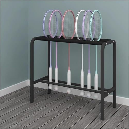 Vnook Badmintonschläger-Aufbewahrungsregal, Eigenständiges, Bodenstehendes Kindergartenschul-Badmintonschläger-Präsentationsregal for Stadion/Schule/Feld/Garten (Color : Black)