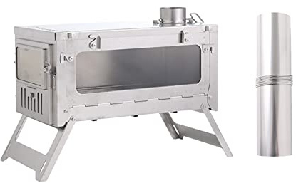 Wood Stove,Camping Stove/Backpacking Stove Portable Folding Windproof Wood Burning Stove with Chimney Pipe for Outdoor Camping Tent