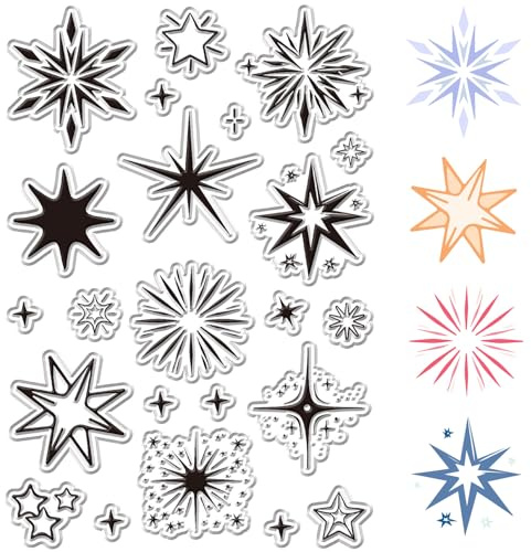craspire Transparente Stempel Aus Gummi Mit Stern Motiv Wiederverwendbar Transparente Silikon Stempelsiegel Für Tagebuch Und Kartengestaltung Dekoration DIY Scrapbooking Fotoalbum Dekorative