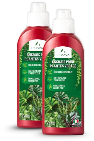 LERAVA Engrais Plantes Vertes Intérieur (2x700ml) - Engrais Liquide Universel - Nourrit et Renforce les Plantes Vertes d’Intérieur - Croissance et Vitalité Optimales - Idéal Monstera, Ficus, Pothos