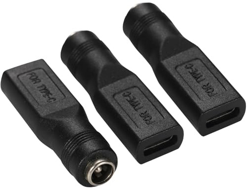 Greluma 3 Pcs Convertisseur femelle DC 5,5 mm x 2,1 mm vers USB C femelle, adaptateur prise DC 5521 vers prise Type-C
