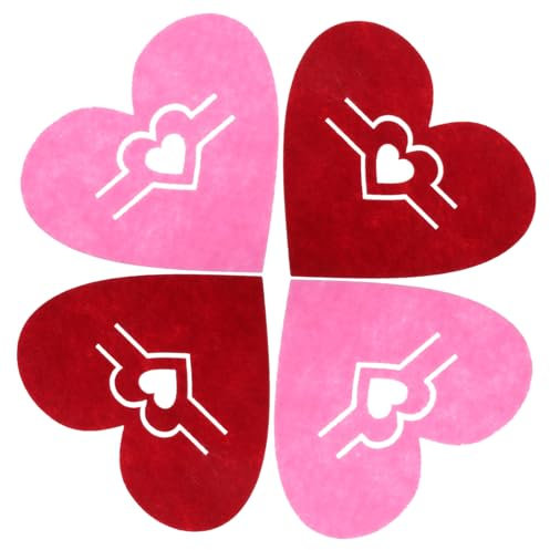 Mikikit 4 Pezzi Di Borsa A Forma Di Cuore Con Coltello E Forchetta Decorazioni Per In Tessuto Non Tessuto