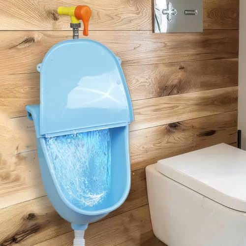 Orinal comercial montado en la pared con tapa con bisagras, urinario de baño para hombres, urinarios de plástico para hombres, urinario sin agua, urinario de garaje, desviador de orina al aire libre