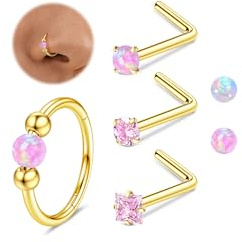 MILACOLATO 4 st näspiercingar guld näspiercing kirurgiskt stål örhängen ring dam silver tunna piercingar tragus tragus 18G nostril opal piercing septum helix conch nostril öron ringar 10 mm, 18G
