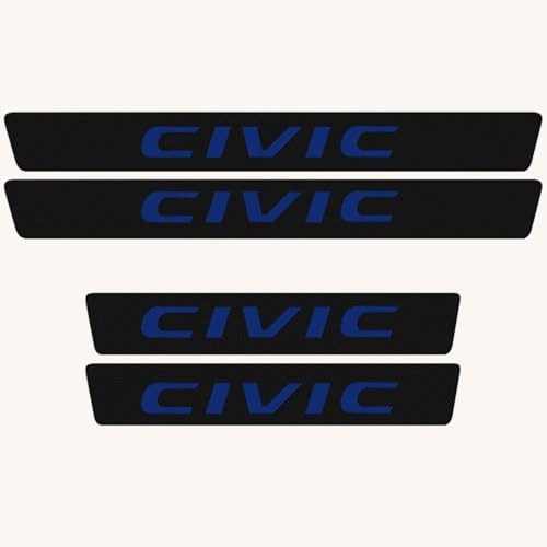 Auto Porta Davanzale Protettore Fibra Di Carbonio Soglia Adesivi 4pcs Per Honda Civic Anti-graffio Soglia Guardia Strisce Interno Facile Installare Ingresso Protezioni Accessori (Blu)