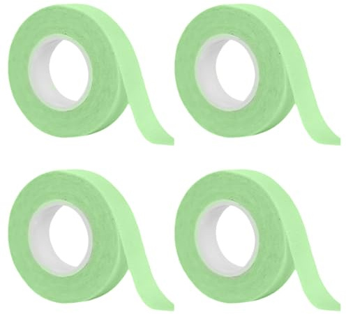 YAPKOLV 4 Rollos Autoadhesivos, Micropore Hautamigable, Bandas Quirúrgicas Atmósferas y Flexibles para Curación de Heridas, Deporte, Extensión de Pestañas (1,25cm x 9,14m) (Verde)