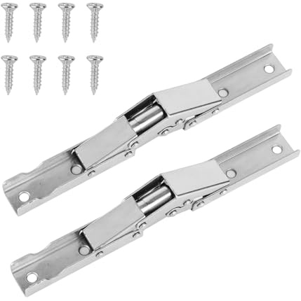 2pcs Folding Brackets, 0°-90°-180° Degree Folding Door/Shelf Hinge with Screws Foldable Heavy Duty Shelf Bracket for Cabinet Wardrobe Workbench Furniture Leg & Drawer Table(Silver)