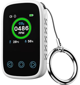 Rilevatore di gas, Monitor a qualità 'aria 3 in 1, misuratore di CO2, sensore misurazione a temperatura e 'umidità, display LCD, allarme, rilevatore anidride carbonica,per casa e camper(CO2 White)