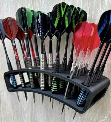Wall Mounted 21 Dart Rack Darts Holder For Game Room, Man Cave and Darts Storage - Vertical Darts Display Organizer.