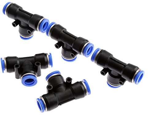 5pcs Jonction en T Tuyau de raccords rapides pneumatiques à 3 voies Connecteur Push-in Tuyau d'arrosage Raccord de Tuyau connecteur de Robinet-12mm