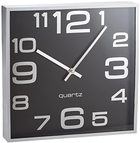 Alco-Albert 187-11 - Reloj de Pared, Aprox. 28, 3 x 4, 1 cm, Plata Negra, plástico, Negro y Plateado, 28,3 x 28,3 x 4,1 cm