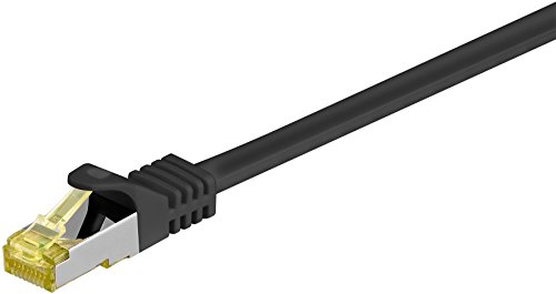 goobay 92649 Lan Kabel 1meter doppelt geschirmt S-FTP - Netzwerkkabel CAT 7 Kabel 1m - LAN Kabel CAT 7 mit 10 Gigabit - RJ45 Stecker - Schwarz