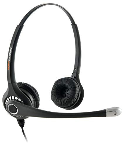 Agent 800 Binaural Noise Cancelling Headset with U10P Bottom Cable works with Mitel, Nortel, Avaya Digital, Polycom VVX, Shoretel, Aastra + Many More