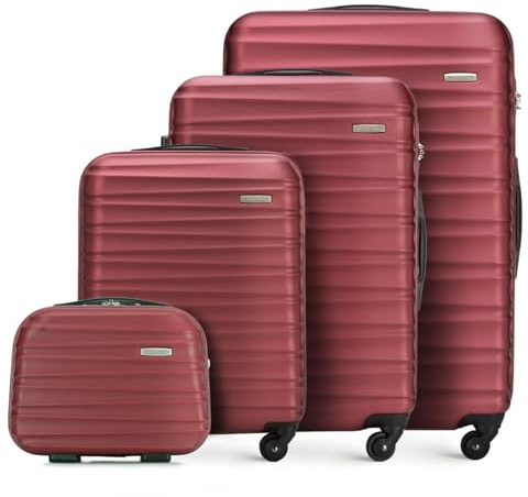 WITTCHEN Reisekoffer 4er Koffer-Set Rollkoffer Trolley Handgepäck Gepäck Reisekoffer Set Hartschale aus ABS 4 Spinner-Rollen Zahlenschloss Groove Line kastanienbraun Lufthansa/Eurowings/Ryanair/Condor
