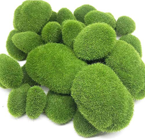 Woohome Artificial Foam Rocks Decorative, 30 PCS 3 Size Green Foam Balls for Floral Arrangements, Fairy Gardens, Terrariums and Crafts