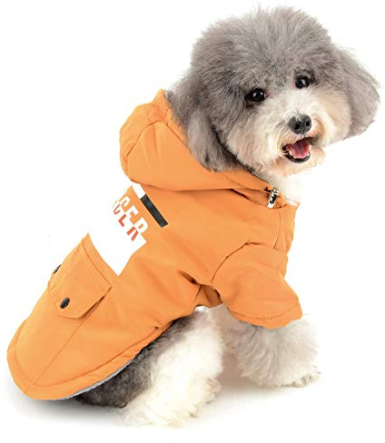 Zunea Hundemantel für kleine Hunde mit Kapuze Winterjacken Fleece Warm Kapuzenjacke Welpen Kleidung Baumwolle Gepolstert Hundebekleidung Sweatshirt Haustier Chihuahua Puppia Katzen Kleidung Gelb L