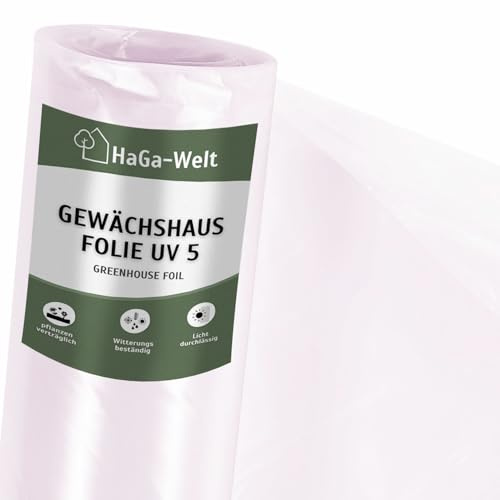 HaGa UV5 - Lámina de invernadero (4 m x 10 m, polietileno, transparente, para túnel, invernadero, casa de tomates, resistente a la intemperie, resistente a los rayos UV)