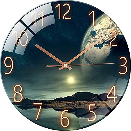 SWECOMZE Glasuhr - 30cm - Leise Wanduhr Wandkunst Bild Gehärtetem Glas für Wohnzimmer, Küche, Büro und Schlafzimmer (Style C)
